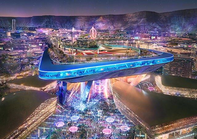 Speed Park is highlighted by “the Blade”, a dramatic 20-storey-high section of racetrack.